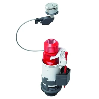 Image de Wirquin 10723580 Mécanisme chasse d&#039;eau wc double avec bouton poussoir à câble MW2, gris
