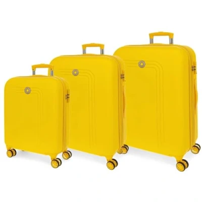 Image de MOVOM Riga Jeu de valises Jaune 55/70/80 cm Rigide ABS Fermeture TSA 91L 10,88 kgs 4 Roues Doubles Bagages Main, Citronier, Talla única, Ensemble