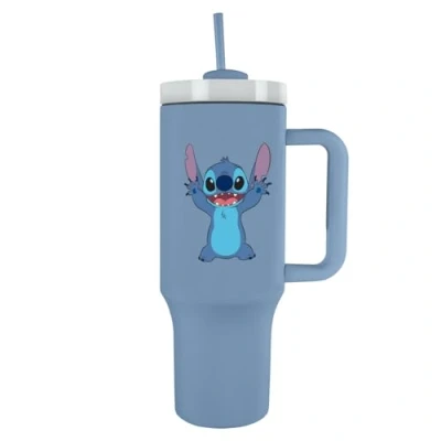 Image de ‎Pyramid International LILO &amp; Stitch Gobelet de 1200 ml avec paille et couvercle, isolation sous vide à double paroi, garde au froid jusqu&#039;à 11 heures, chaud 7 sans BPA