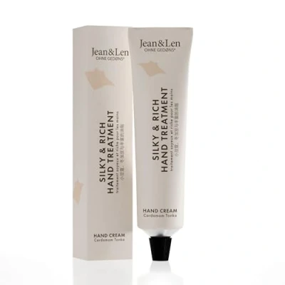 Image de Jean &amp; Len Silky Rich Treatment Cardamom Tonka, tube en aluminium 100% recyclable (sans couvercle), crème riche pour les mains, laisse mains douces, sans parabènes ni silicones, 75 ml