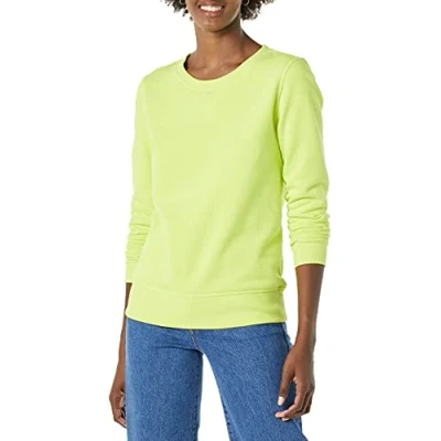 Image de Amazon Essentials Sweatshirt Col Rond en Molleton Éponge (Grandes Tailles Disponibles) Femme, Vert Citron Fluo, XL