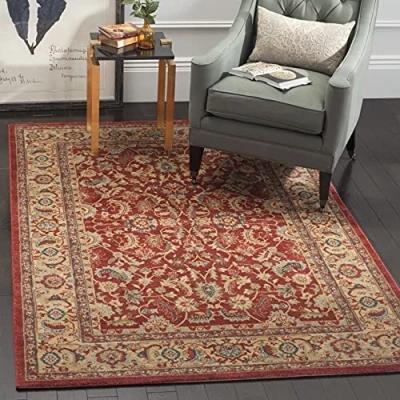 Image de Tapis rectangulaire d&#039;intérieur traditionnel tissé , collection Mahal, MAH699, en rouge / multi, 201 X 279 cm pour le salon, la chambre ou tout autre espace intérieur par SAFAVIEH.