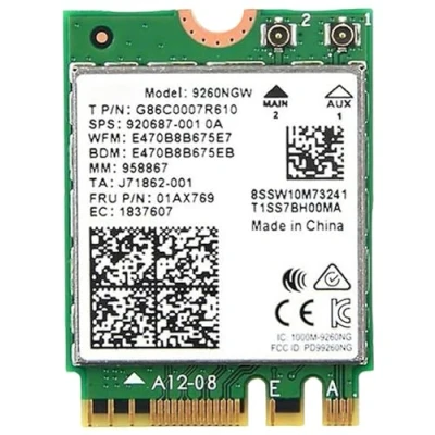 Image de HighZer0 Electronics AC 9260 802.11ac M.2 Bluetooth 5.1 Legacy Network Card WiFi 5 up to 1.73Gbps, MU MIMO Compatible with Intel, AMD, Linux &amp; Windows 10/11 9260NGW Adapter