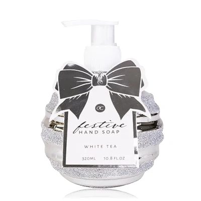 Image de Accentra Festive savon pour les mains dans un distributeur à pompe avec paillettes, 320 ml, liquide mains, parfum thé blanc