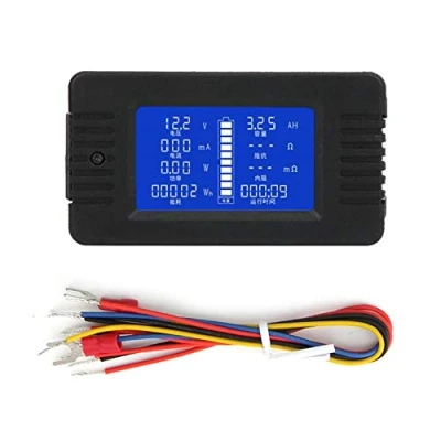 Image de Contrôleur de batterie, PZEM 015 0 200V Écran LCD multifonctionnel Courant la batterie Tension Alimentation Puissance Capacité d&#039;énergie Impédance Testeur Checker avec jeu fils(Sans shunt)