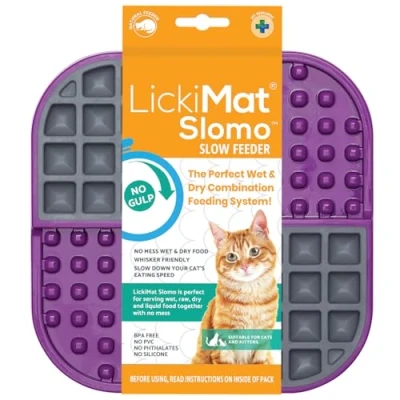 Image de LickiMat Slomo Tapis à lécher pour chat avec alimentation lente Idéal la nourriture, les friandises, le yaourt ou beurre d&#039;arachide Alternative amusante une gamelle un plat
