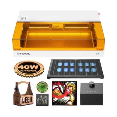 Image de xTool S1 40W Graveur Decoupe Laser Blanc avec Panneau de Travail et Assistance d&#039;air, Positionnement à Deux Points, Autofocus, 600 mm/s, Approprié pour Métal, Cuir, Acrylique Verre