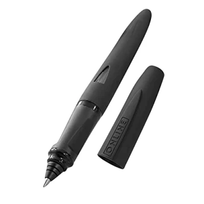 Image de ONLINE Roller à cartouches ergonomique Switch Expert Noir pour d&#039;encre standard, rechargeable, avec stylus tip, convient droitiers et gauchers, filles/garçons/adultes