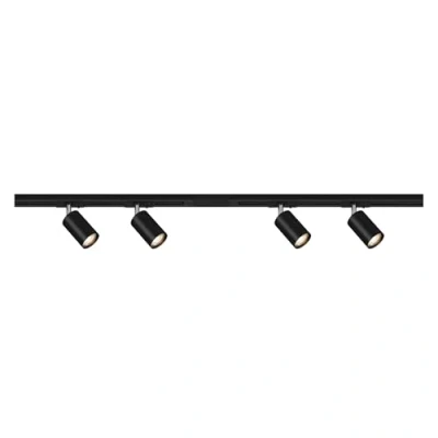 Image de BRILONER système de rail Starterset, 4x GU10 spots pivotants, extensible, d&#039;éclairage plafond, spot rail, plafonnier, spotlight, 1,5 m, noir