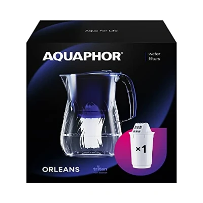 Image de AQUAPHOR Orleans Carafe filtrante 4,2 l pour réduire le calcaire, chlore et autres impuretés, comprend 1 cartouche A5 de magnésium ajoutée 350 litres à eau qualité
