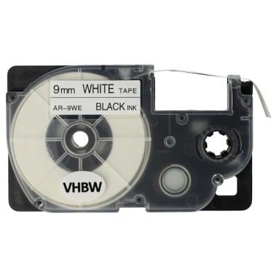 Image de vhbw® Ruban d&#039;étiquettes Cassette à écrire 9mm pour Casio KL 130, 200, 2000, 200E, 7200, 7400, G2, HD1 XR 9WE1, 9WE.