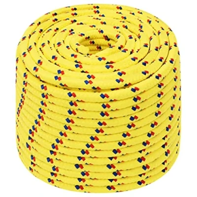 Image de vidaXL Corde de Bateau Levage Câble d&#039;Amarrage Ancrage Navire Lignes Gréement à Linge Jaune 12 mm 50 m Polypropylène