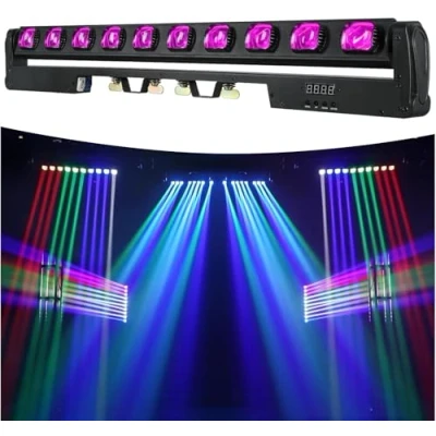 Image de Betopper 10x15W Led Lyre Beam Barre RGBW Lumières de Scène, 4 en1 Wallwasher Stroboscope DMX512 et Son Activés Jeu Lumiere DJ pour Disco Théâtre KTV Club Bar