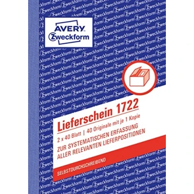 Image de Avery Dennison Zweckform 1722 lieferschein, DIN A6, autocopiant, 2 x 40 feuilles, blanc, jaune