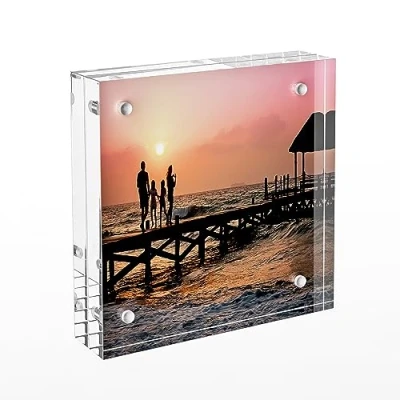 Image de Sezanrpt Cadre photo en acrylique 7,5 x cm pour images de ou 5 Transparent Double face Épais Présentoir Petits supports conseils