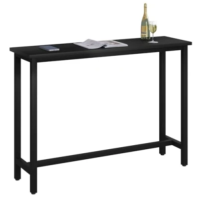 Image de WOLTU BT30sz Table de Bar Bistrot à Manger Structure en métal et Plateau MDF,140x40x100cm Noir