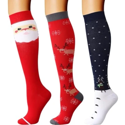 Image de DRESHOW Chaussettes de Compression pour Hommes et Femmes Sportive, Cyclisme, Voyage en Avion, Course à Pied
