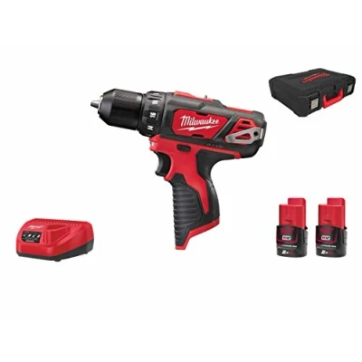 Image de Perceuse Visseuse MILWAUKEE 12V 2.0Ah Li Ion, Livré avec 2 Batteries 2Ah Nouvelle technologie lithium Ion compacte, vitesses, 1500 t/mn, couple de 30 Nm, Vitesse variable à l’interrupteur