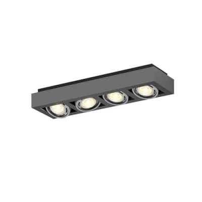 Image de Arcchio Plafonnier Ronka à intensité variable (Moderne) en Noir Aluminium e. a. pour Salon &amp; Salle manger (à 4 lampes, GU10), Luminaire Plafonnier, Lampe Plafond, Eclerage Eclairage