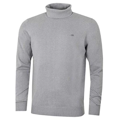 Image de Calvin Klein col roulé en Tricot Rib Chaud Pull Durable Argent Marl M