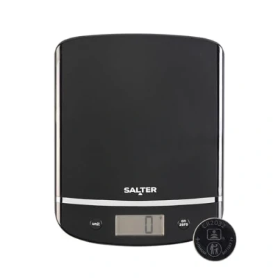Image de Salter 1056 BKDR Balance de Cuisine Numérique pour Aliments, Alimentaire Multifonctionnel, Fonction Tare, Mesures Liquides en ml &amp; fl oz, Affichage Facile a Lire, Capacité Max. 5KG, Noir