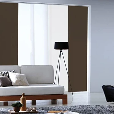Image de MADECOSTORE Panneau Japonais tamisant uni Chocolat L45 x H260cm