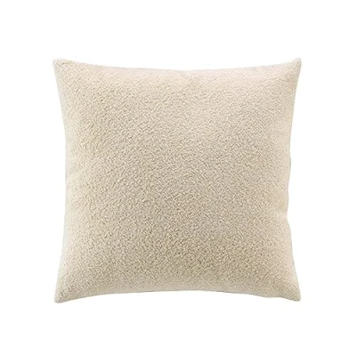 Image de douceur d&#039;intérieur, Coussin Déhoussable (45 x 45 cm) Wooly Naturel, Bouclette Unie