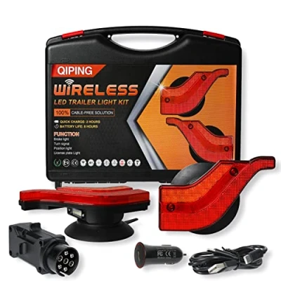 Image de Qiping 2 Pcs feux de remorque led sans fil magnétique 12V rechargeable, étanche IP67, approuvé E9 ECE R148 R10 05