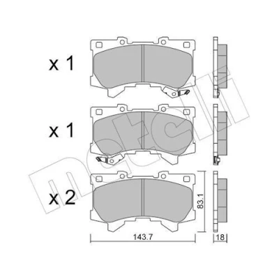 Image de METELLI 22 1401 0 Jeu de plaquettes frein avec indicateur d&#039;usure