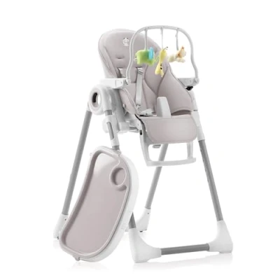 Image de Sweety Fox Chaise Haute Bébé Evolutive, Pliable et Réglable, Nettoyage Facile Inclinable en Transat bebe avec Barre de Jeux (de 6 mois à 3 ans, max 15kg) Beige