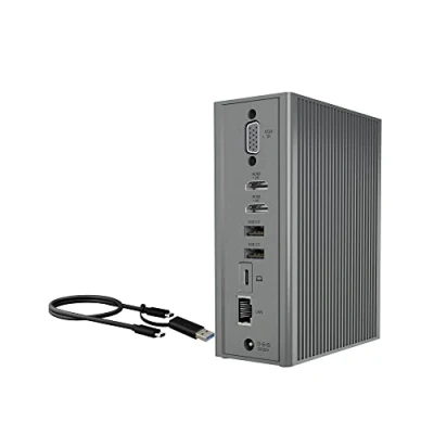 Image de ICY BOX Station d&#039;accueil USB C (16 en 1) avec 2x HDMI &amp; 1x VGA, Docking pour Ordinateur Portable (Gigabit Ethernet, 7 Ports 3.0, PD 55W), IB DK2262AC