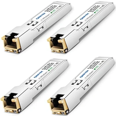 Image de QINIYEK SFP+ RJ45 10Gb Module, 10GBase T Transceiver cuivre Compatible pour Cisco SFP 10G S, UniFi UF 10G, MikroTik S+RJ10, Netgear, Mikrotik, Fortinet, D Link, Supermicro, 30 m (Lot de 4)