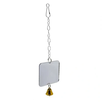 Image de MiOYOOW Miroir pour oiseaux, perroquet en acrylique, jouet avec barre de corde et cloche perruches, perroquets, calopsittes