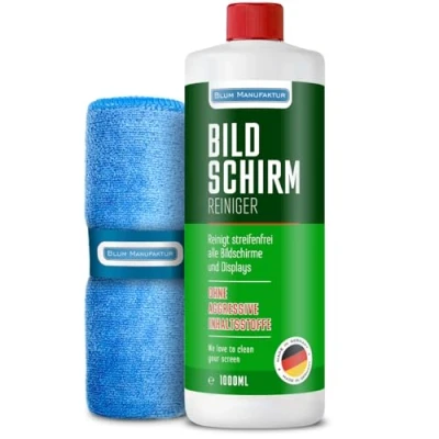 Image de Blum Recharge de nettoyant pour écran, 1000 ml et chiffon en microfibre 30 x cm Nettoyage absolument sans traces tous les écrans affichages.