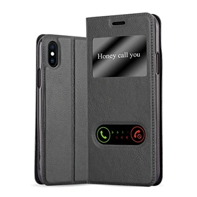 Image de Coque pour Apple iPhone X / XS en NOIR COMÈTE Housse de protection Étui avec fermeture magnétique, fonction support et 2 fenêtres visualisation Neuf