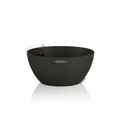 Image de Lechuza Pot de Fleurs d’Extérieur et d&#039;Intérieur Stone Cubeto Réserve d&#039;Eau Intégrée Coloris Noir Graphite Ø 40 x 18 cm