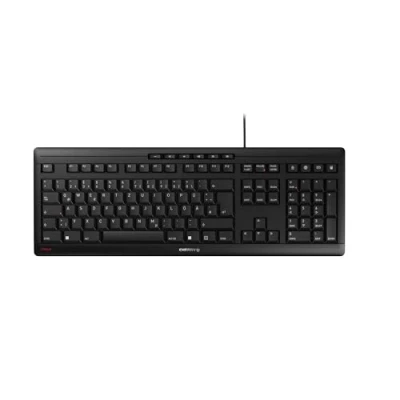 Image de CHERRY STREAM KEYBOARD, clavier filaire, layout allemand (QWERTZ), frappe silencieuse, sensation de unique, design plat, noir