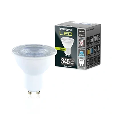 Image de Integral Ampoule LED GU10 10 PACK lumière du jour froide 6500K, 400LM, 3,6W (équivalent à 50W) non dimmable Efficace en énergie et idéale pour les spots projecteurs dans salles de bains