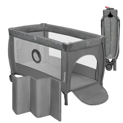 Image de LIONELO Stefi lit bebe parc jusqu&#039;à 15 kg, entrée latérale, dispositif de protection contre le pliage accidentel LockGuard, système rapide, sac transport (GREY)