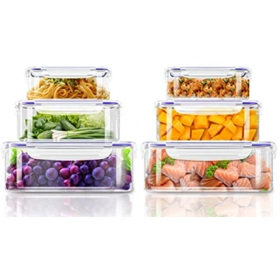 Image de KICHLY 12 pièces de pour aliments frais avec couvercles (6 récipients, 6 couvercles) boîte alimentaire le garde manger étanches, adaptés au micro ondes et congélateur sans BPA