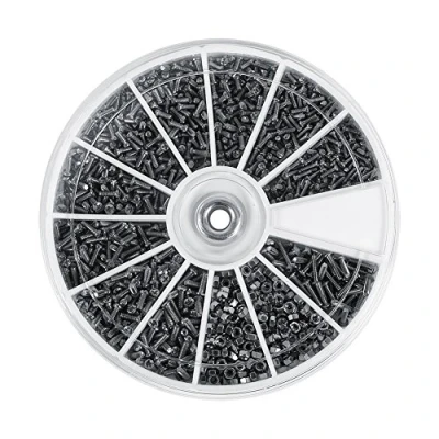 Image de M1 M1.2 M1.4 M1.6 Kit d&#039;assortiment d&#039;écrous pour petites vis 600pcs 12 sortes montres, lunettes, électronique, etc.