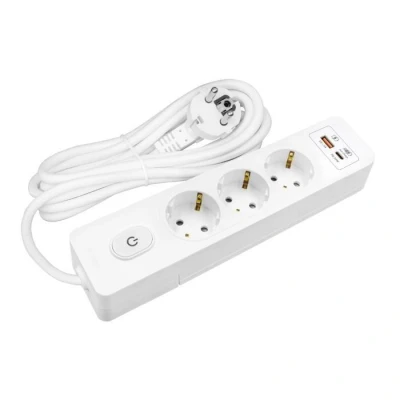 Image de Multiprise NO NAME G3TH52B 3 prises type F Interrupteur USB A+C 20W Câble 5m