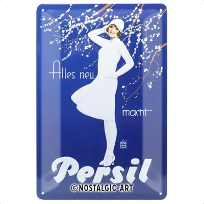 Image de Nostalgic Art 22318 Plaque en métal rétro Persil Dame blanche bleue Idée cadeau pour les fans de nostalgie Décoration vintage 20 x 30 cm