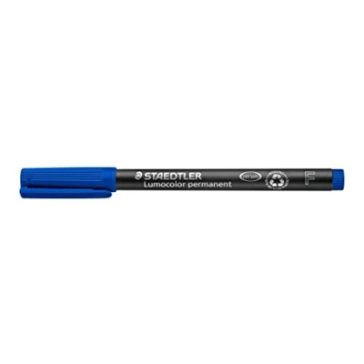 Image de Staedtler Lumocolor, Lot de 10 marqueurs permanent, couleur d&#039;encre bleue au séchage rapide, pointe fine 0,6 mm, 318 3