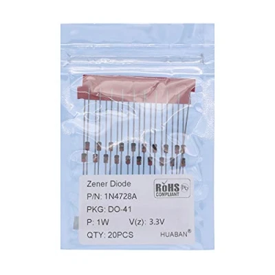 Image de HUABAN 20PCS 1N4728A 1N4728 Diode Zener de puissance planaire en silicium 1W 3.3V DO 41 (DO 204AL) Axial Diodes 1 Watt 3.3 Volt