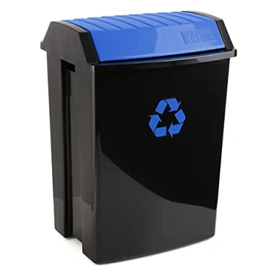Image de TATAY Poubelle de Recyclage, Capacité 50L, Couvercle Basculant, Polypropylène, Sans BPA, Protection Solaire, Bleue. Mesure 40,5 x 33,5 57,5 ​​cm