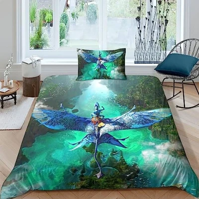 Image de FGAITH Parure De Lit pour Enfant Motif Avatar en Microfibre Douce Housse Couette avec Fermeture Éclair Fille Single（135x200cm）