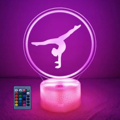 Image de HPBN8 Ltd Créatif 3D Gymnastique Nuit Lampe Art Déco Lumières LED Décoration Lampes Télécommande 7/16 Couleurs Change Veilleuse USB Powered Enfants Cadeau Anniversaire Noël Cadeaux