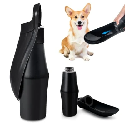 Image de Gourde Pour chien 750 ml Pliable à 180 Bouteille d&#039;eau portable animaux de compagnie en acier inoxydable l&#039;entraînement (gris noir, 1)