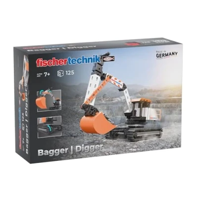 Image de fischertechnik Digger 576104 Jeu de Construction éducatif, Pelleteuse Jouet à Assembler, pour Enfants partir 7 Ans, Orange